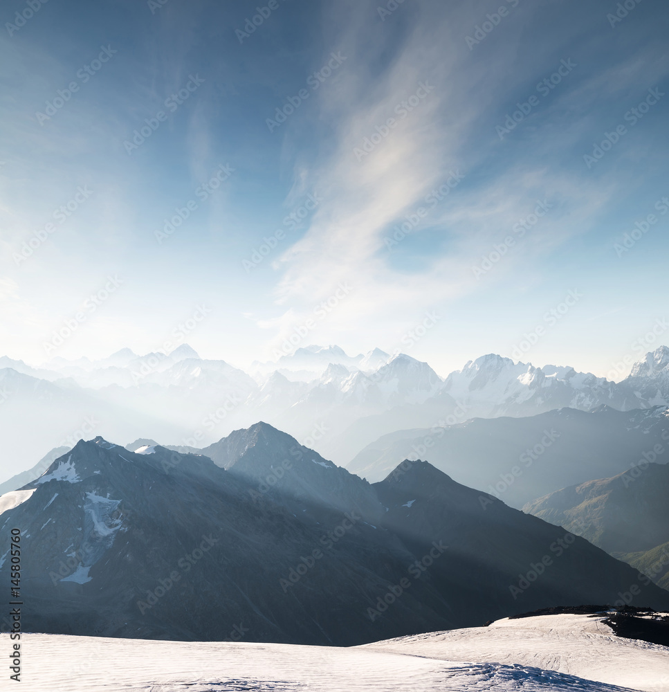 High mountain in morning time. Beautiful natural landscape