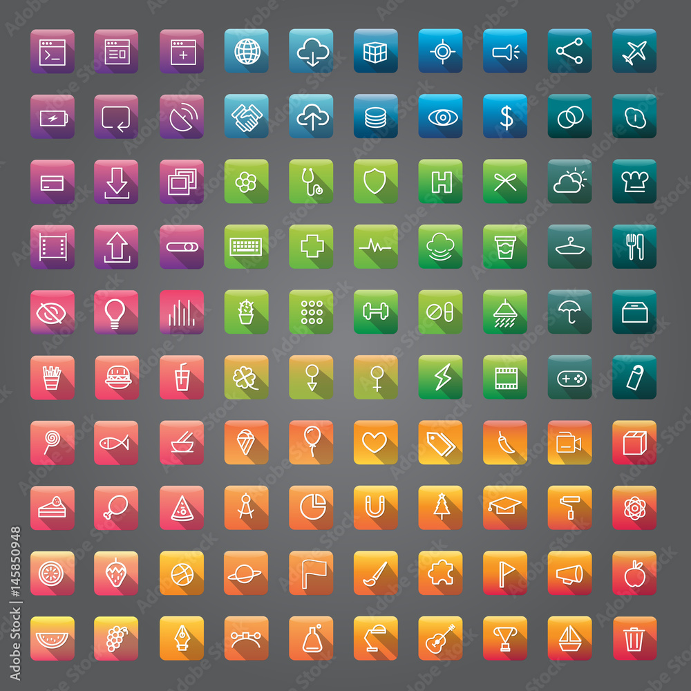 Icon Collection Vector Application Content Concept