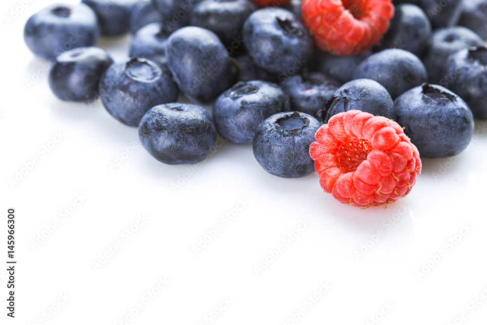 Raspberry and blueberry Closeup