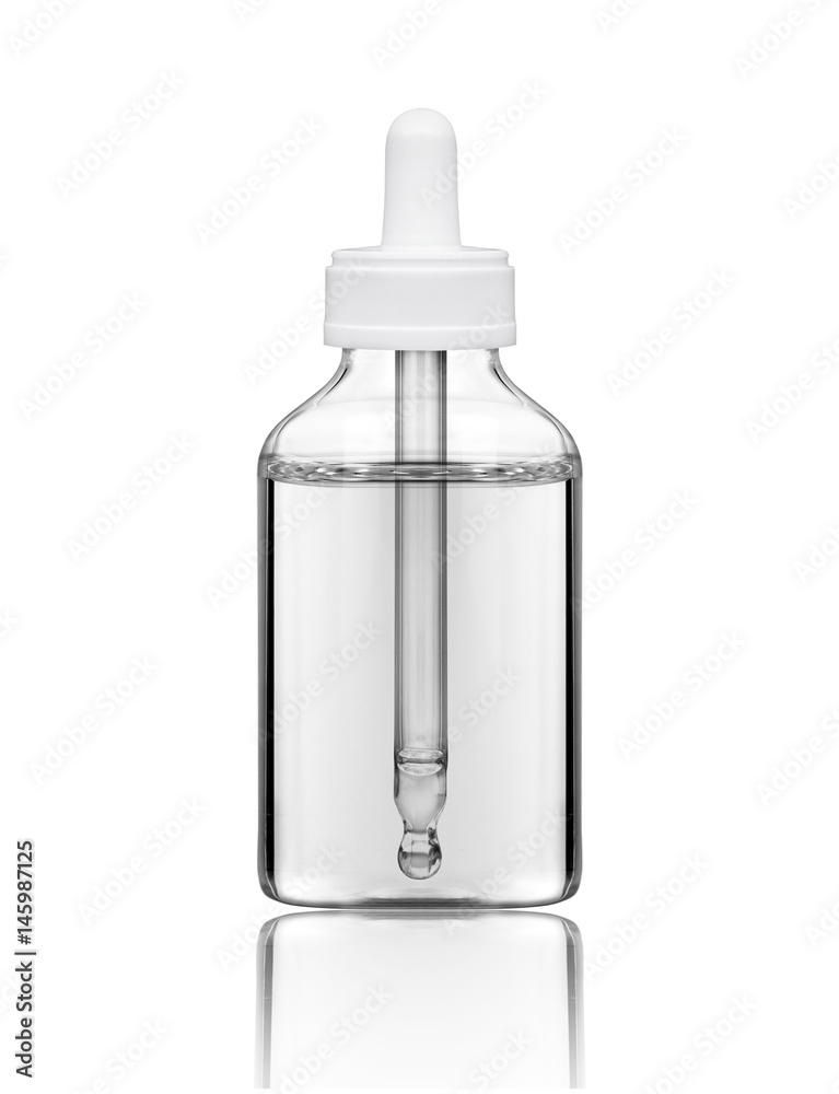 Cosmetic bottle with pipette isolated on white background