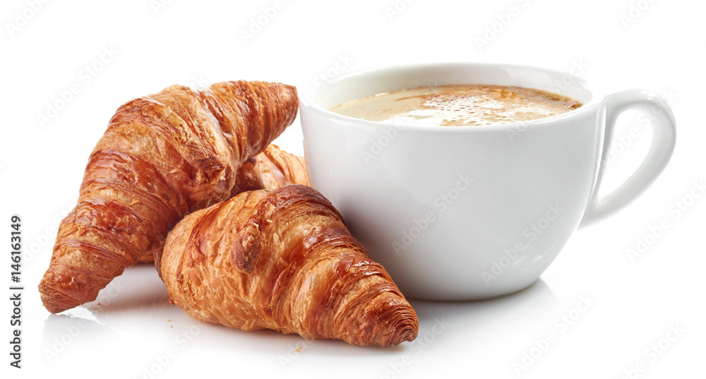 cup of coffee and croissants