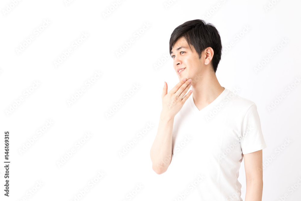 portrait of young asian man isolated on white background