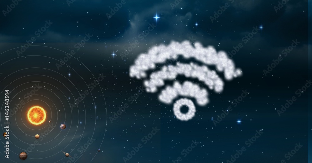 天空中由云纹理制成的WiFi标志