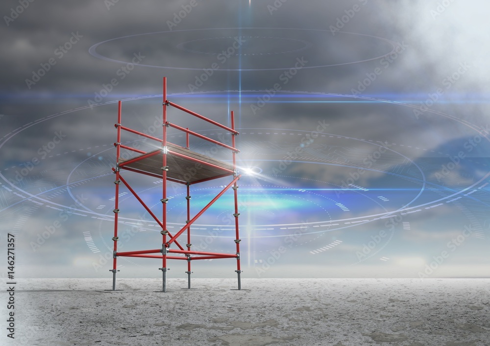 Cloudy Sky with 3D Scaffolding