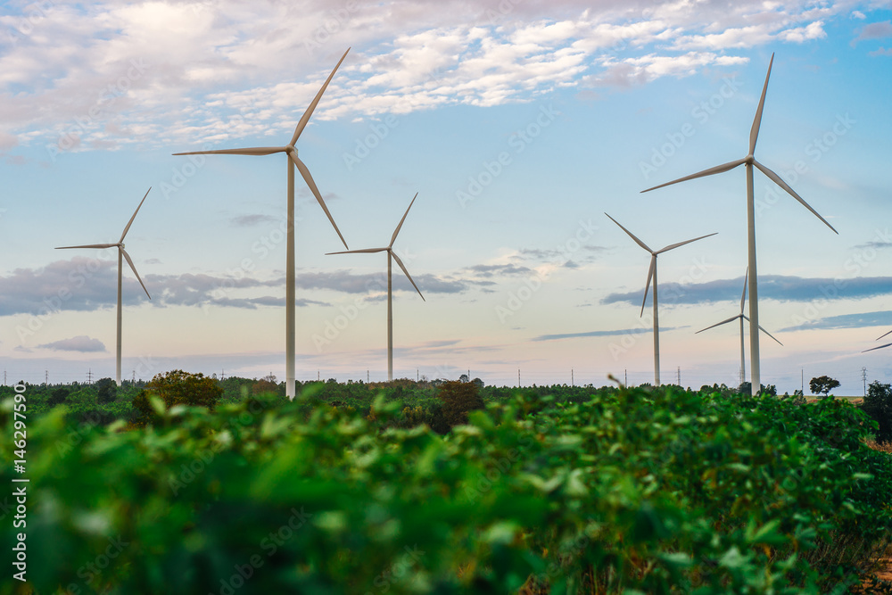 Wind Turbine Farm, Wind Energy Concept.