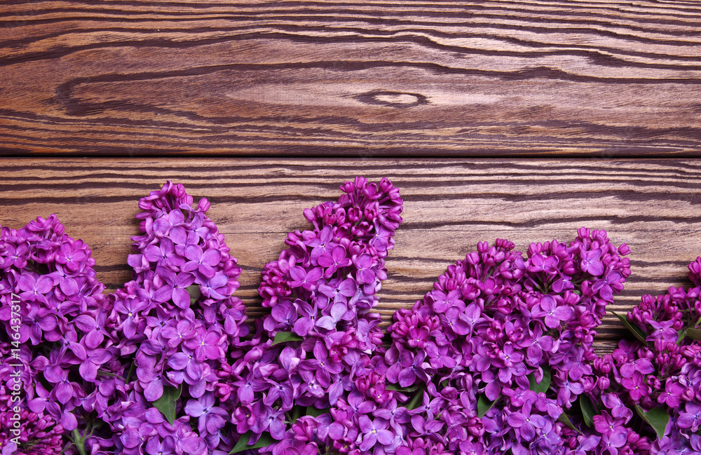 lilac flowers on a old wood