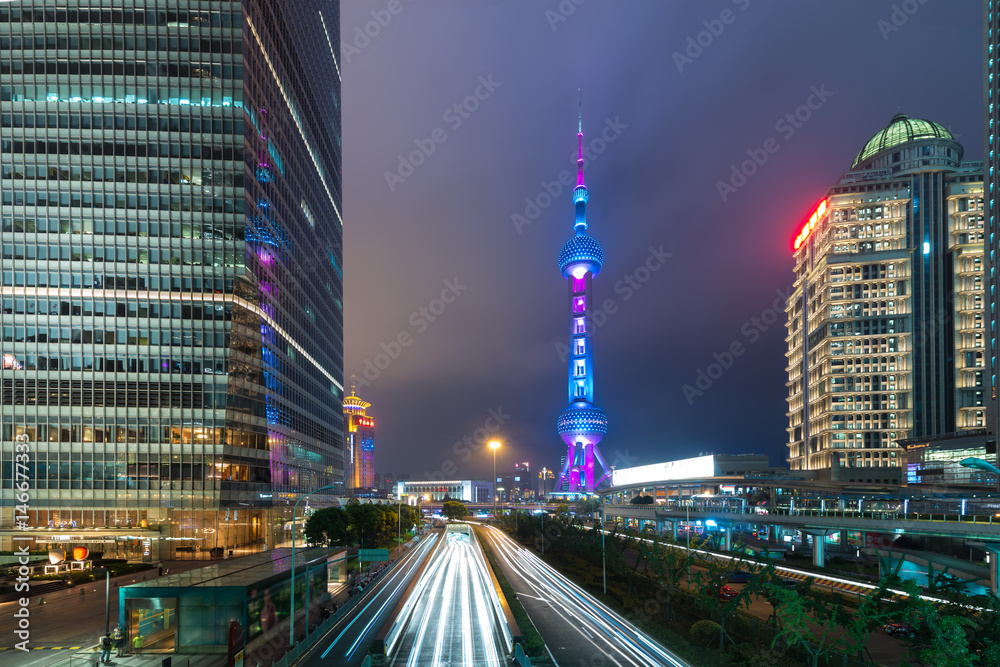 Shanghai skyscraper in Lujiazui Shanghai financial district in Shanghai, China.