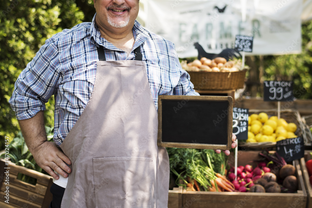 Man owner fresh grocery organic shop