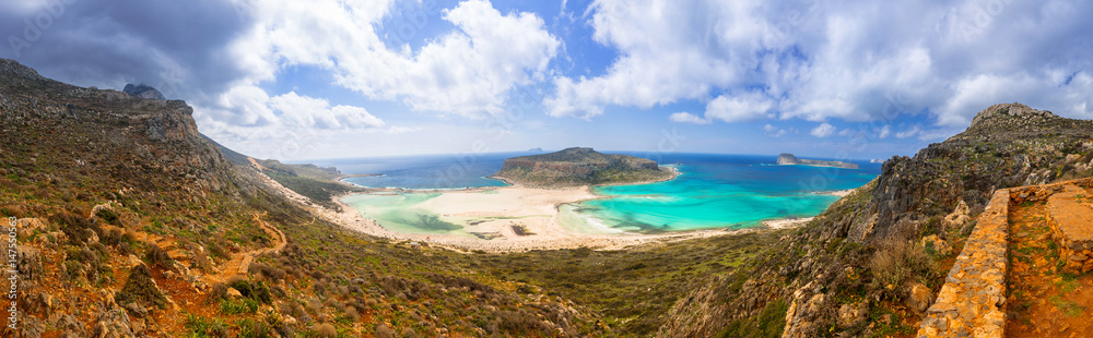 希腊克里特岛巴洛斯海滩全景