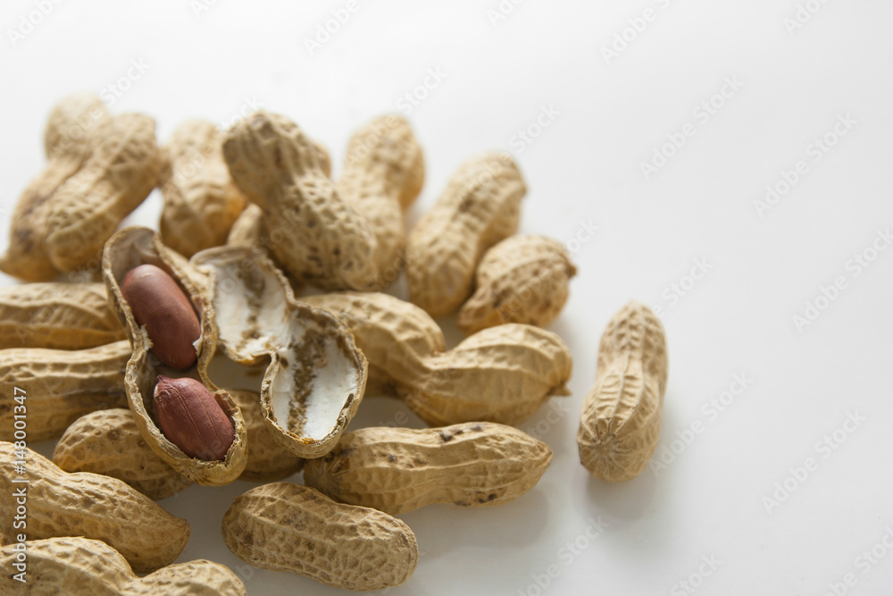 Dried peanuts in closeup