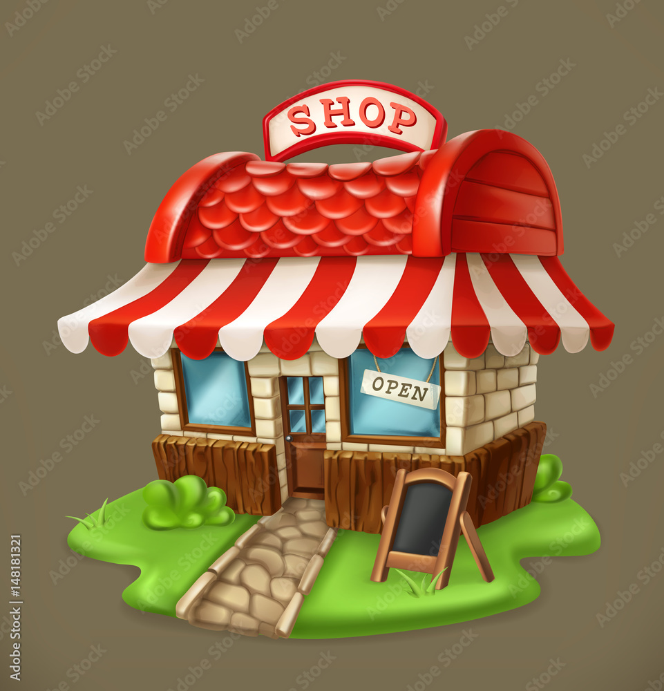 Shop. 3d vector icon