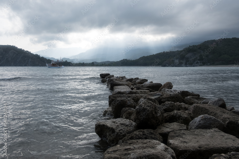 Stone pier on Phaselis bay