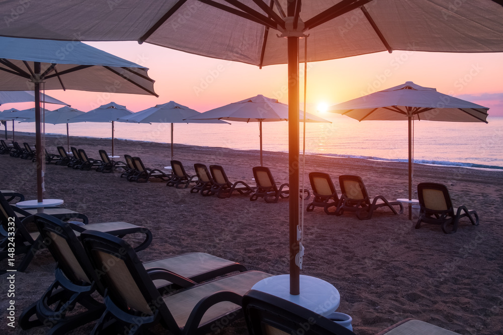 Sunshade umbrella on sea beach