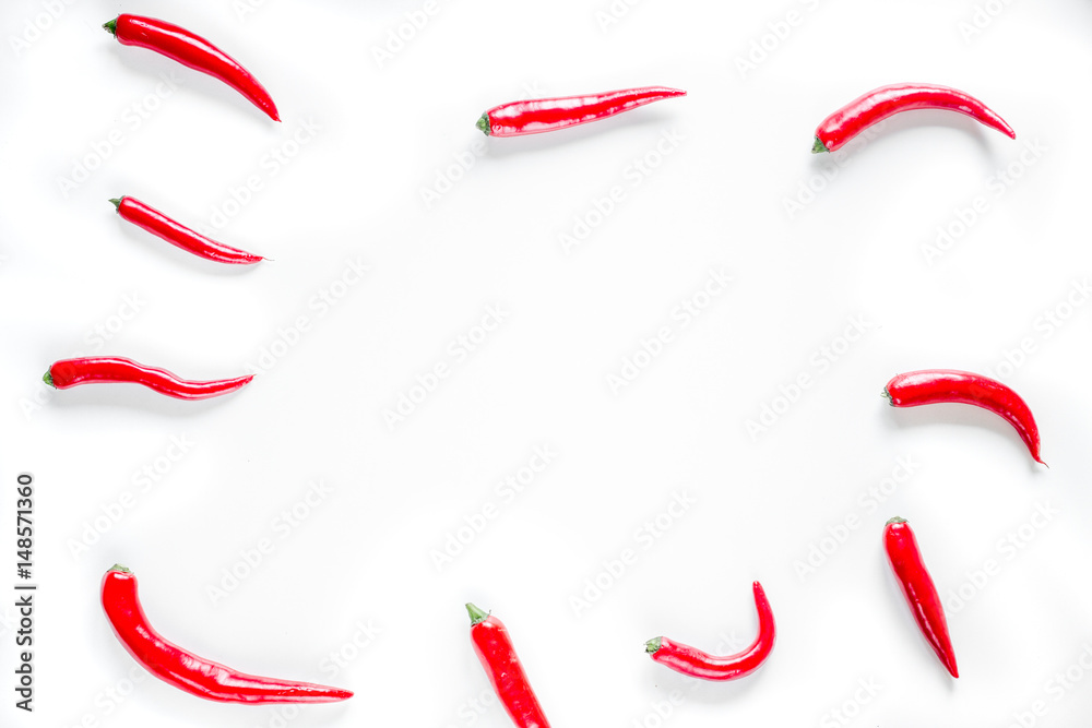 chili food with red pepper on white background top view mockup