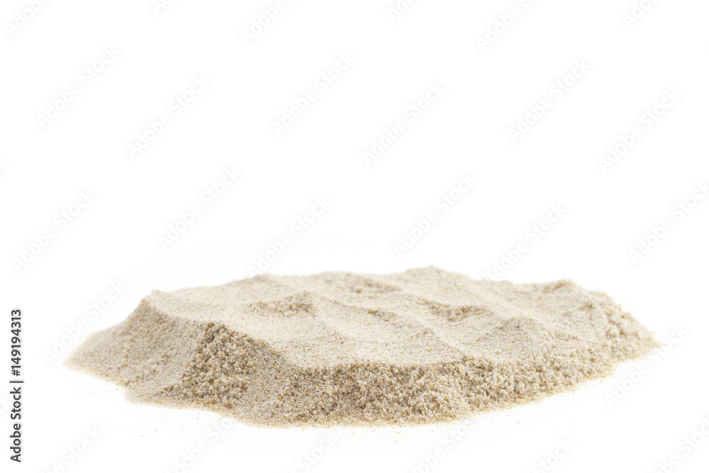 Pile of sand isolated on white background.