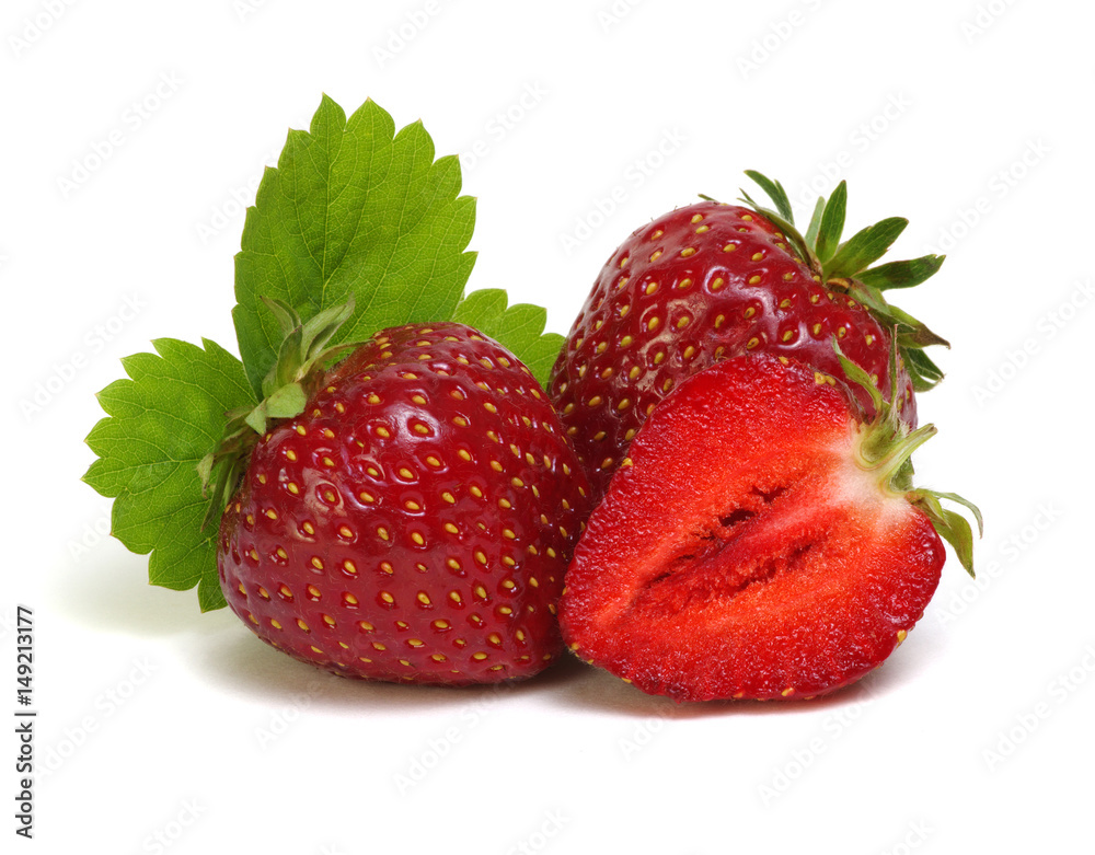 Strawberries with leaves