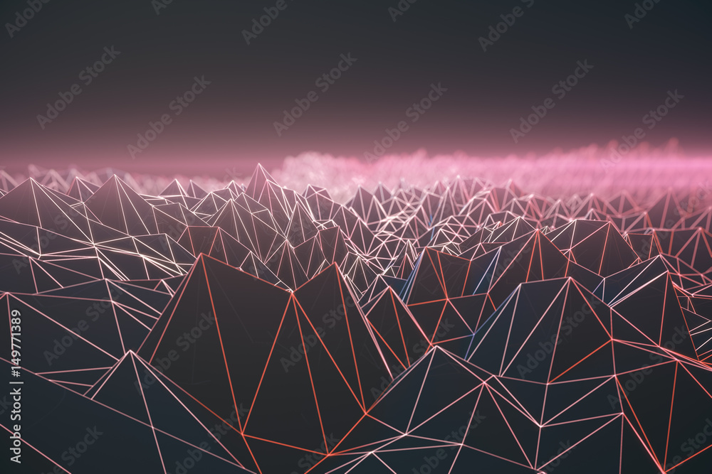 Pink polygonal mountains