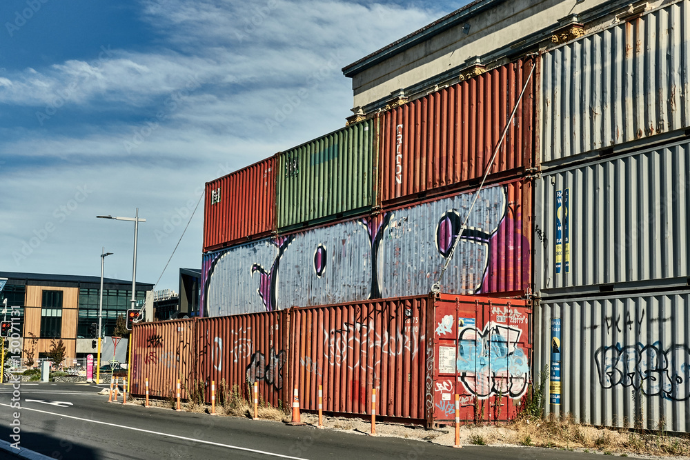 An almost demolished building on the closed area of downtown of Christchurch,  After the earthquake 