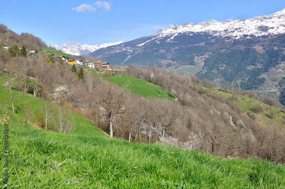 paysage de montagne et ses crêtes enneigées