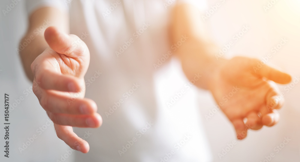 Businessman showing his empty hand