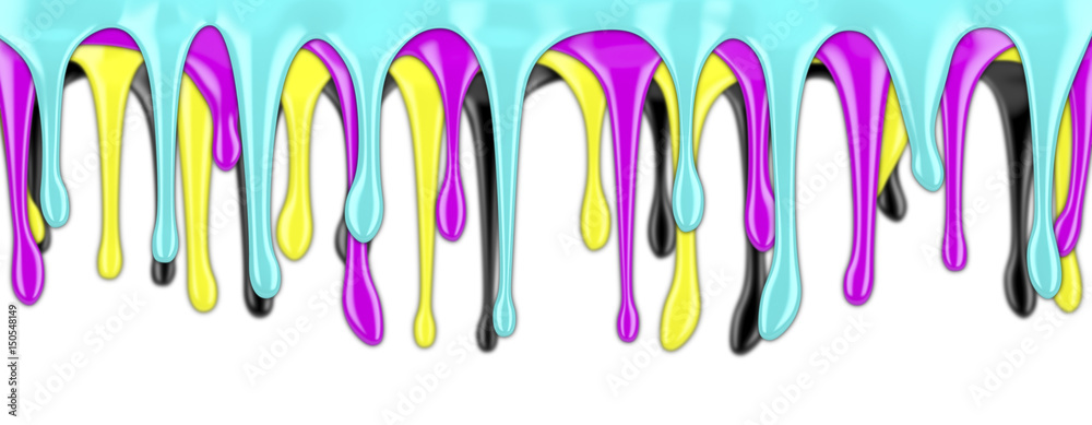 CMYK paint dripping