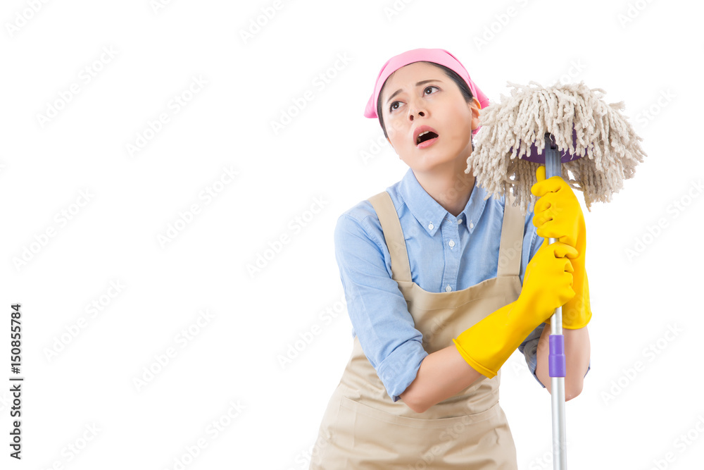 cleaning lady overworked with house clean