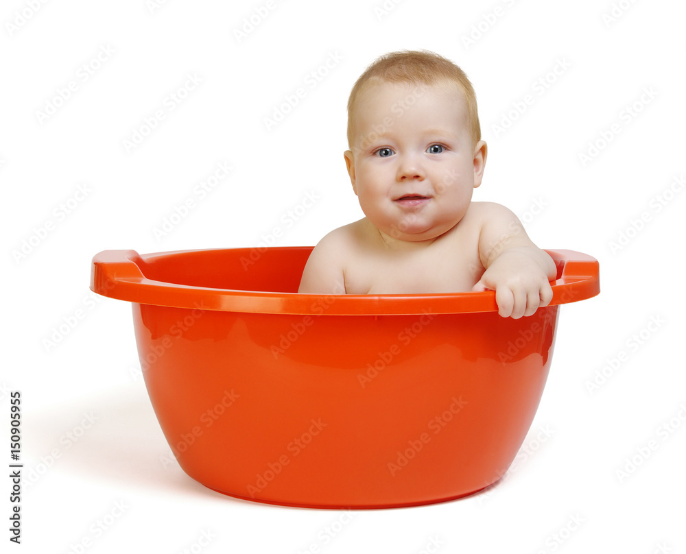 Cute baby having bath