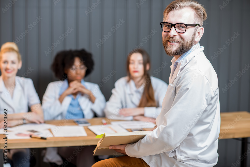 Lecturer professor with students