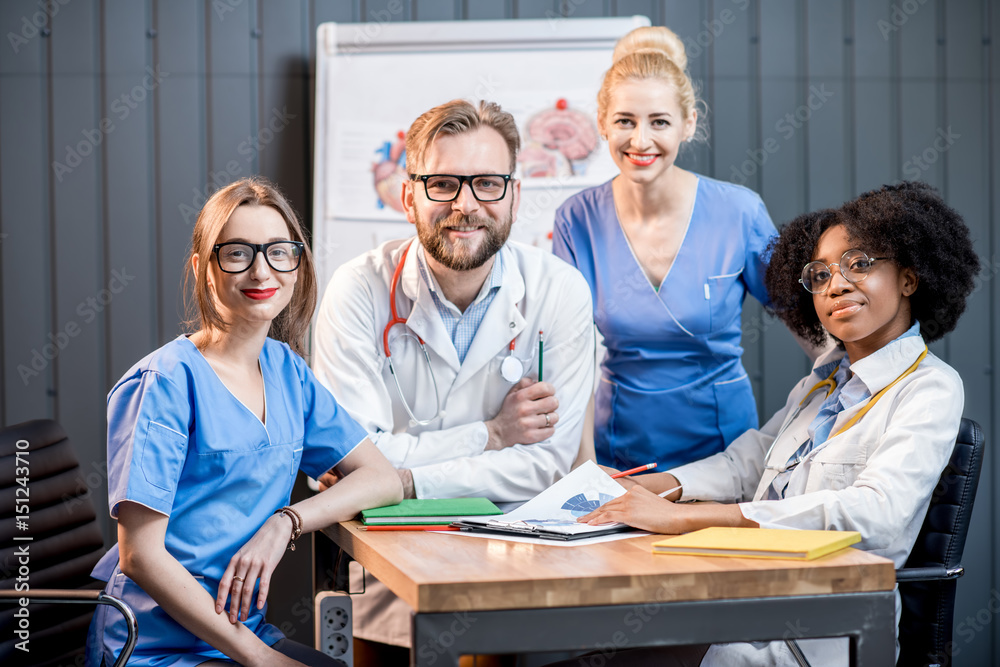 Portrait of medics indoors