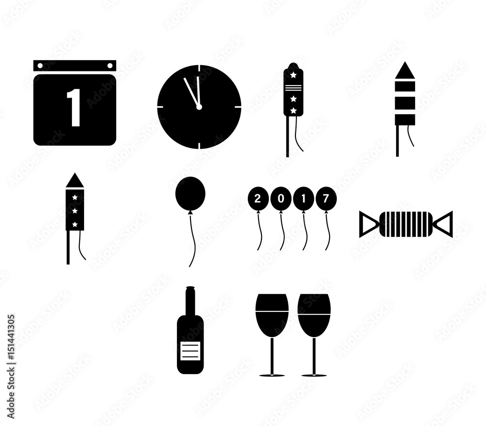 新年前夜矢量图标集