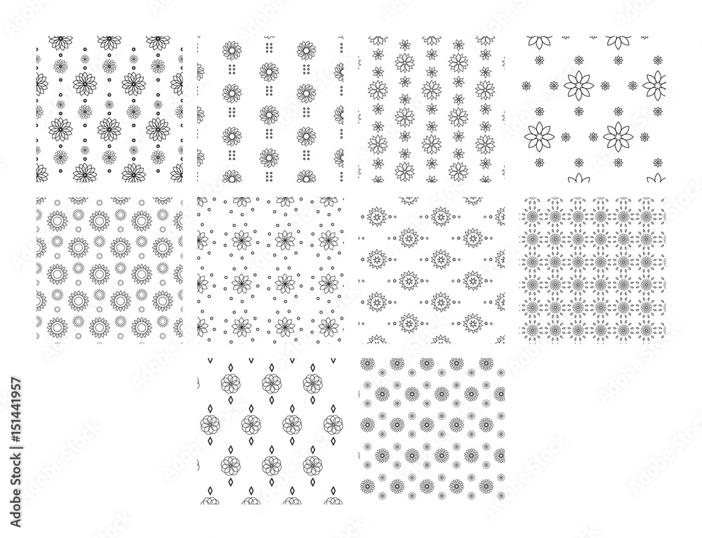 各种花卉图案的矢量图标集