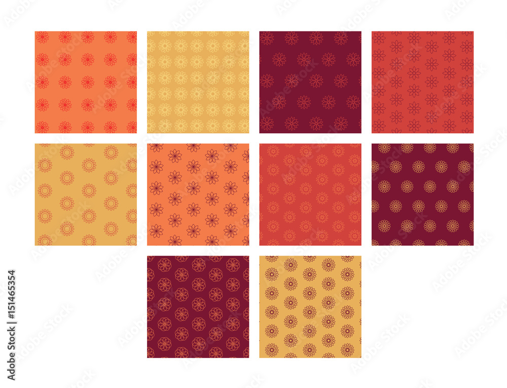 Vector image of floral patterns against white background