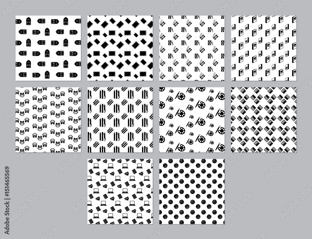 Vector icon set of different pattern