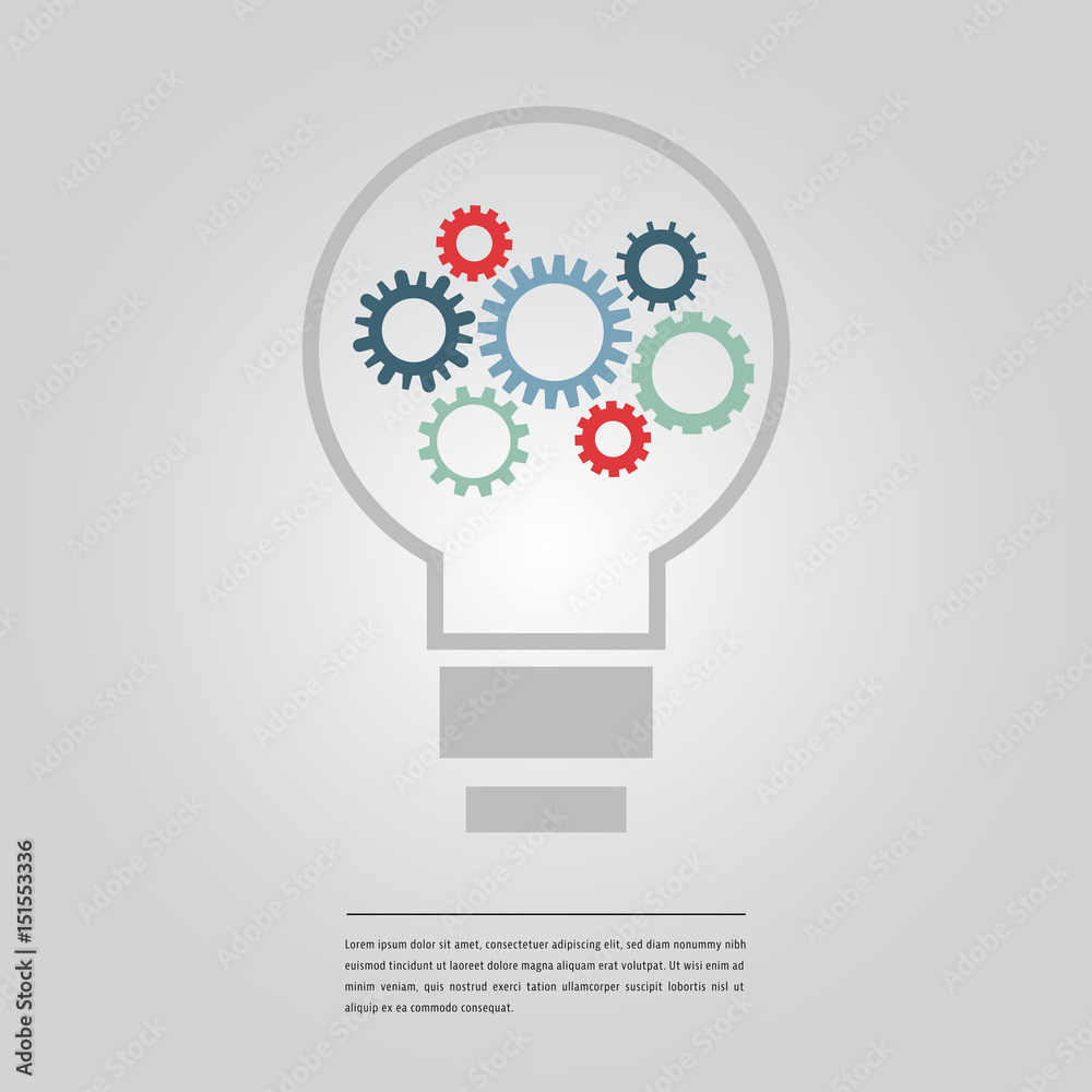 Vector image of multicolored gears and lorem ipsum text