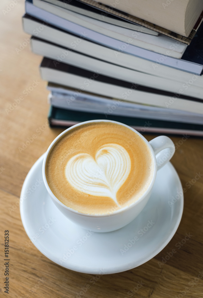 Cappuchino and book. Concept and idea of study and relax