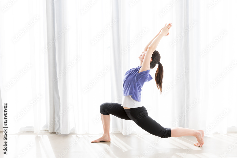 attractive asian woman yoga image