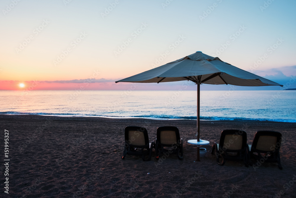 Sunshade umbrella on sea beach