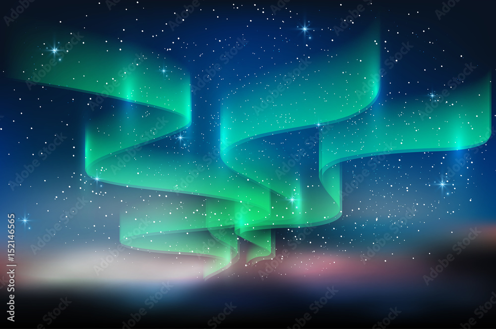 Aurora blue sky and a lot of star in form of milky way, astronomy background, Vector illustration