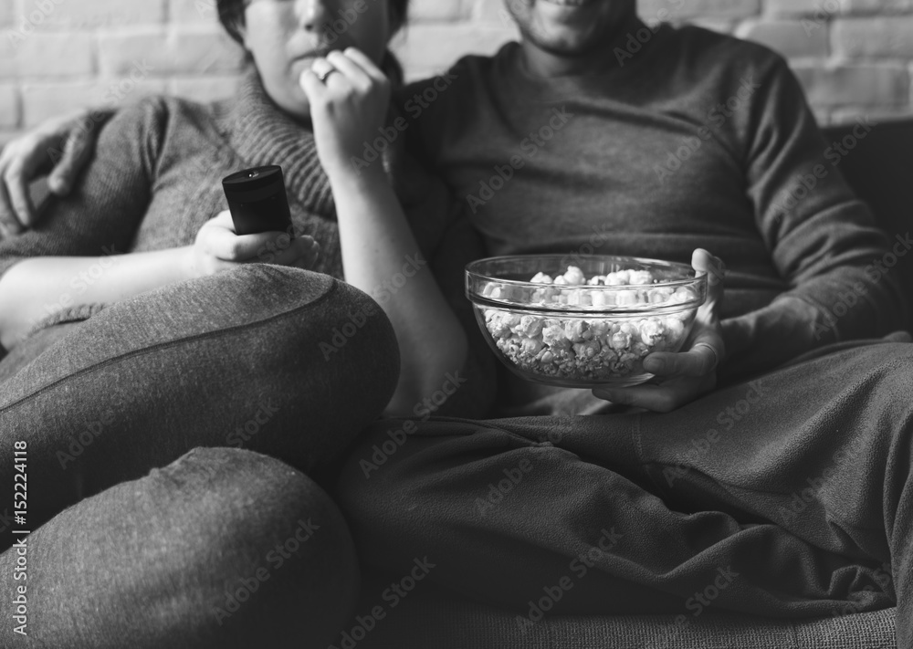 Couple Watching TV Home Relax Togetherness