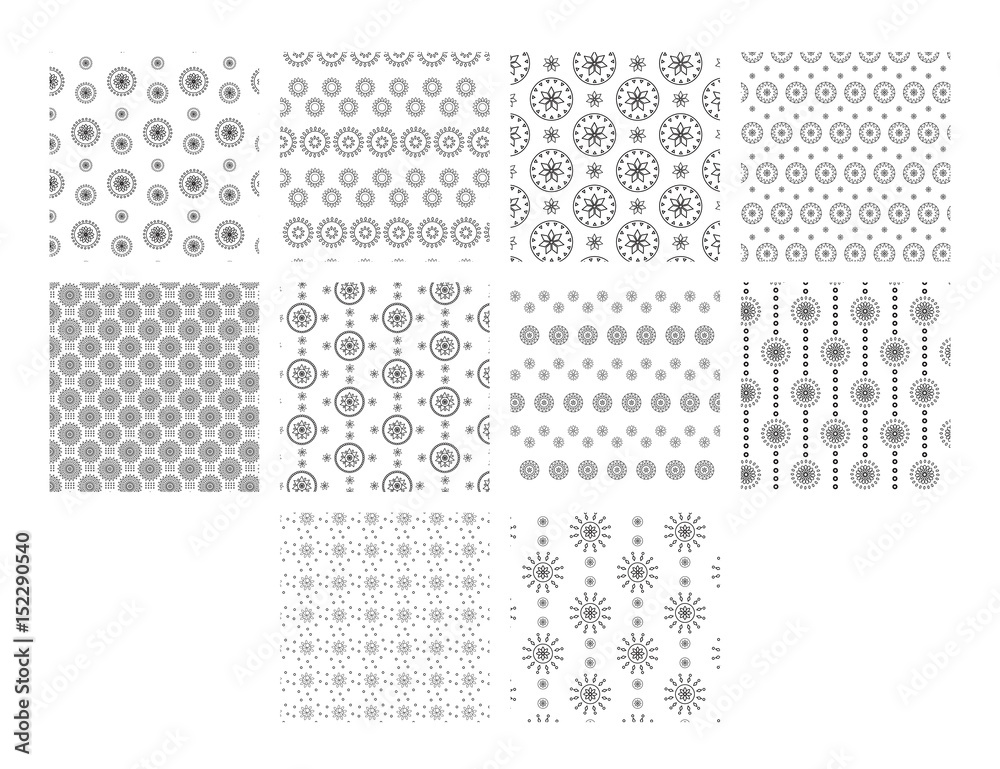 Vector icon set of various floral patterns