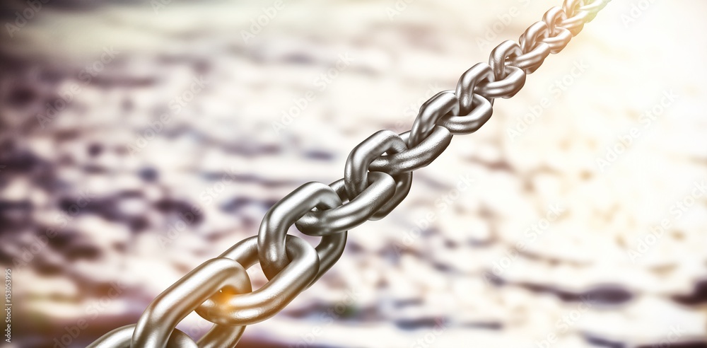 Composite image of 3d image of silver linked metal chain