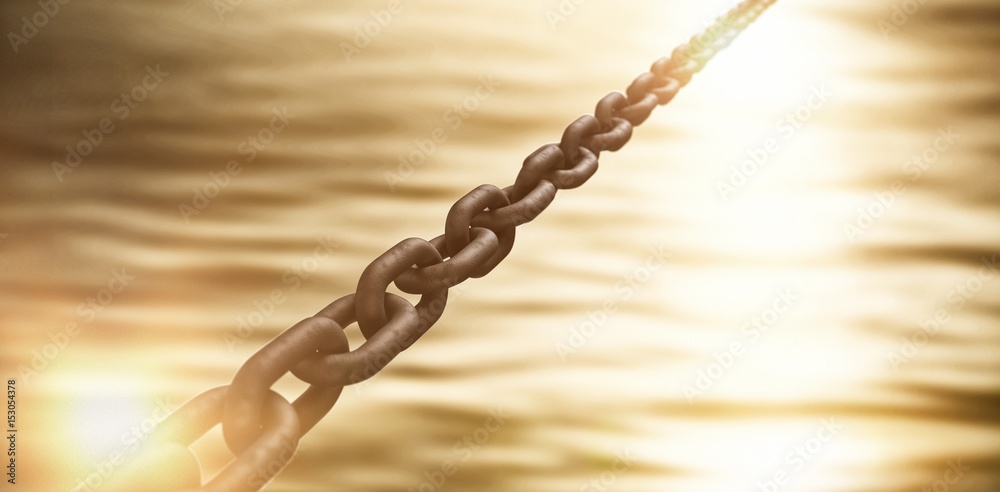 Composite image of 3d image of rusty metallic chain 