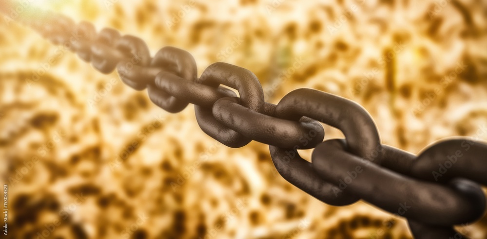 Composite image of 3d weathered metallic chain 