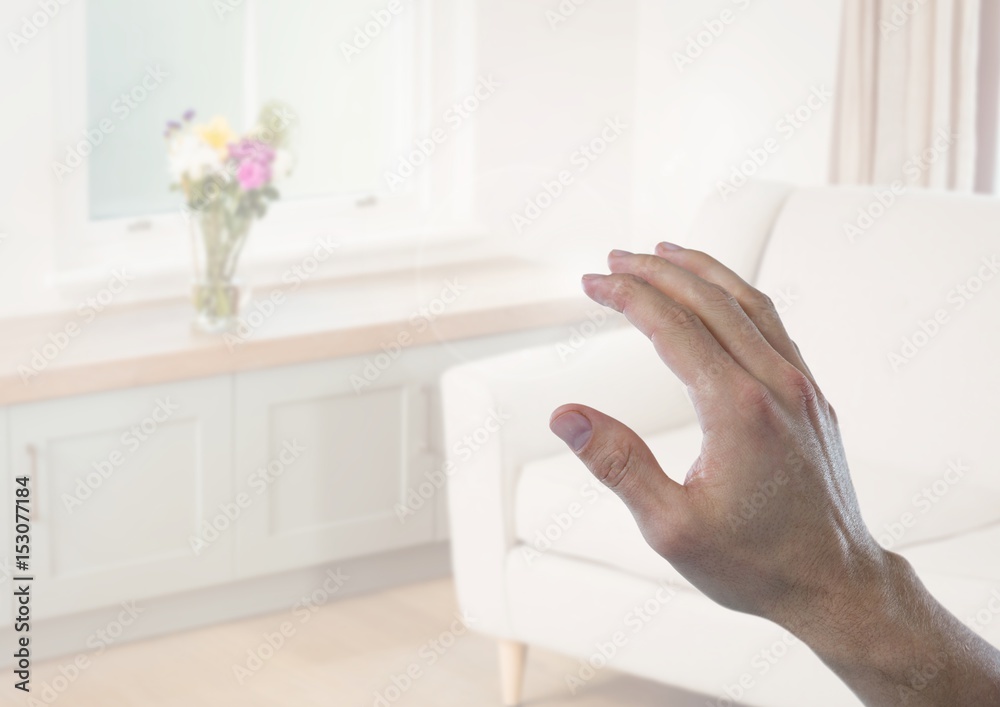 Hand touching  air of sitting room