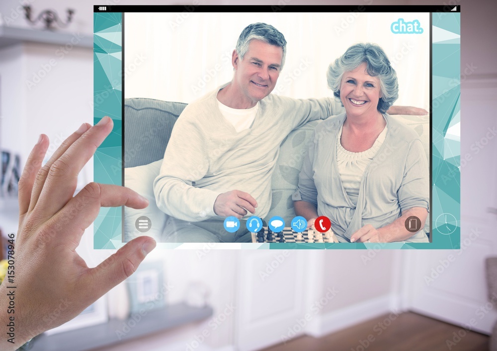 Hand touching Social Video Chat App Interface