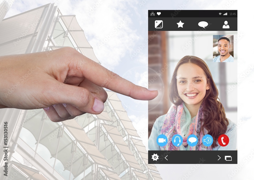 Hand touching Social Video Chat App Interface