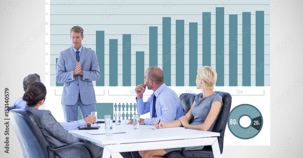 Business people having discussing with graph