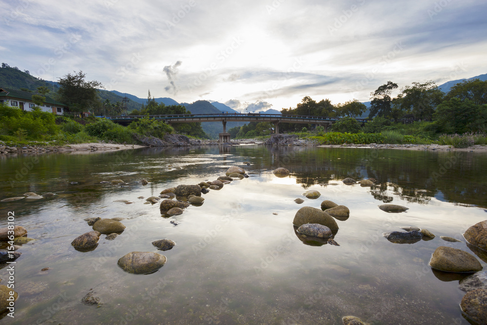 the bridge,landscape of kiriwong the best ozone village in nakhon si thamarat Thailand.