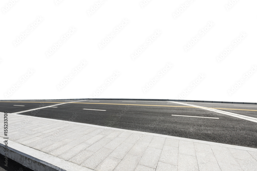 New asphalt road on white background