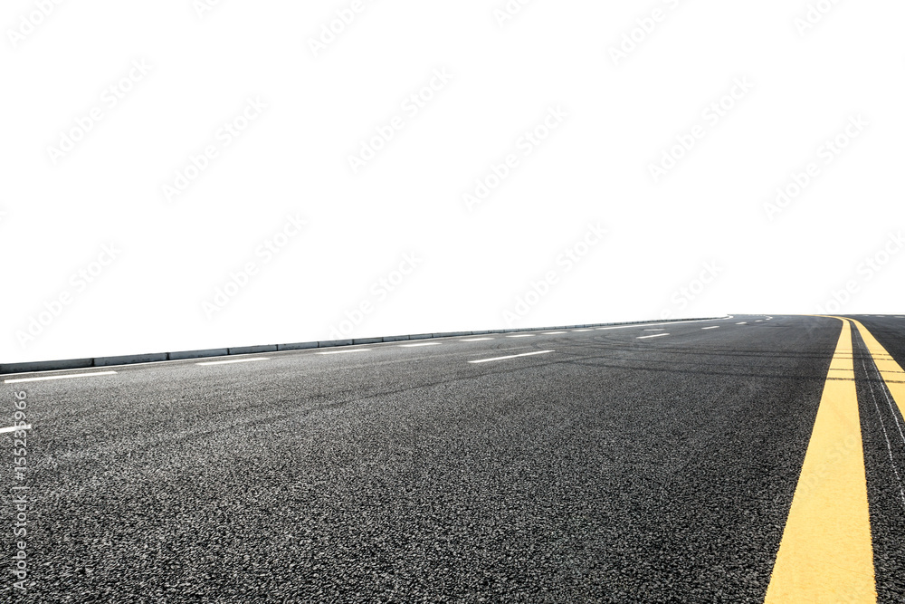 New asphalt road on white background